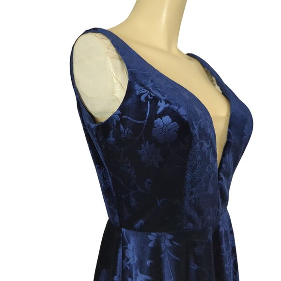 Alyce Paris Dress size 8 sleeveless Blue Velvet Floral A-Line Cocktail Party - Picture 7 of 16